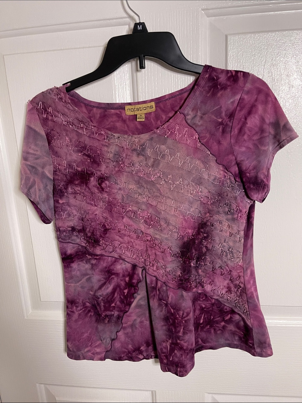 Notations   Purple Tie-Dye Cap Sleeves with Multiple.Panels.